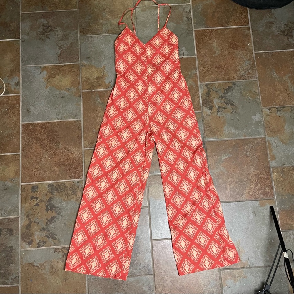 Zara Red and Cream Jumpsuit